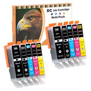 D&C 10x Cartouches d'encre Compatible pour Canon PGI-550 XL CLI-551 XL pour Canon Pixma MG6450 MG6650 MG7100 MG7150 MG7550 MX925 iP7200 iP7250 MG5400 Series MG5550 MG5650 MG5655 MX725 MX920 iP8750 (LOSMANN, neuf)