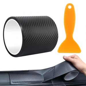 Protection Seuil De Porte Voiture, 10 X 300 cm Auto-Adhésif Autocollant De Voiture en Fibre De Carbone, Noir Film Carbone Voiture avec Grattoirs en Plastique pour Voiture Vélo Moto (hongfutiancheng, neuf)