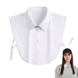 DONOONIS 1 Coussinet Faux Col Chemise Femme, Blanc Medium Court，Col Amovible,Col Détachable Faux Col Femme pour Femmes Blanc Faux Col Chemise Coton Demi Chemises (Cute Coral limited, neuf)