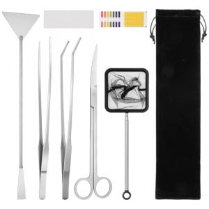 Flintronic Aquarium Kit Outil, 7 en 1 Aquarium Aquascaping Kit, INOX Aquarium Réservoir Eau Plante Pinces Ciseaux Outils Set, Pinces d'alimentation pour Reptiles, Plantes Aquatiques et Terrarium (XJYEU, neuf)