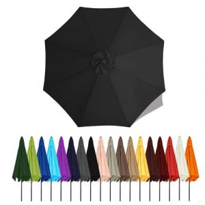 Duchunsheng Auvent De Remplacement pour Parasol De Terrasse 2m 2.3m 2.5m 2.7m 2.8m 3m 3.5m 4m 6/8 Baleines, Toile De Parasol pour Cour Jardin Plage, Protection UV Housse De Rechange(Black,3m - 6Ribs) (Xiaobaodian, neuf)