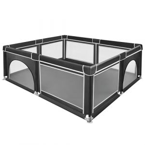 XUANYU Parc B&eacute;b&eacute; Rectangulaire avec Barri&egrave;res et Porte, Parcs de Jeux Pliable en Tissu Oxford, Centre d'activit&eacute;s B&eacute;b&eacute;, Parc Enfant pour Int&eacute;rieur/Ext&eacute;rieur (Noir 180 x 150 x 66 cm) (XUASHW, neuf)