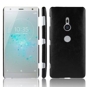 LMFULM® Coque pour Sony Xperia XZ2 H8266 H8216 H8296 H8276 (5,7 Pouces) Mince PU Cover Étui de Protection PC Dur Housse Arrière Rigide Case Litchi Motif Noir (LMAZWUFULM, neuf)
