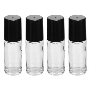Alipis Lot de 4 Flacons Roll-on 30 Ml Cylindriques Transparents en Verre, Bouteilles Vides Rechargeables Anti-fuite, Emballage Portable pour Huiles Essentielles et Parfums, Usage Voyage et Domestique (Dahlia Oiye, neuf)