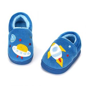 LACOFIA Chaussons antidérapantes d'hiver pour garçons Pantoufles de Maison Chaudes en Peluche Enfant Bleu 21/22 (Lacofia, neuf)