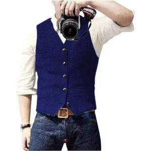 Solovedress Gilet Homme Costume Classique Col V Tweed La laine pour le Mariage Entreprises(Bleu royal, XXXL) (solovedress, neuf)