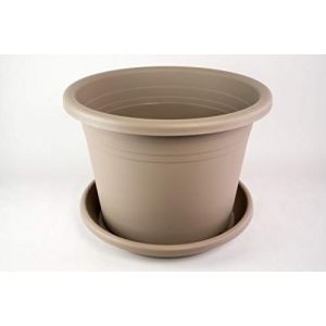 Fuchs Versand 24/7 GmbH Pot de fleurs Cylindro avec soucoupe en diff&eacute;rentes couleurs et tailles, couleur : taupe, diam&egrave;tre : 60 cm (Fuchs Versand 24/7 GmbH, neuf)