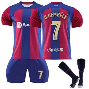 Générique Maillot de Foot Enfant Retro Soccer Jersey, Maillot Classique Football, Ensemble Barca Enfant et Adultes, Garçon Vêtements de Football Extérieur Tshirt, Short avec Chaussette (FTRGHNY, neuf)