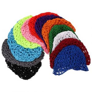 VICASKY 12 pi&egrave;ces Bonnet Filet Femme Tricot&eacute; Main Maille Respirante Bonnet de Nuit L&eacute;ger et Confortable Multicolores pour Dormir et Prot&eacute;ger les Cheveux (Covenant of Nauru, neuf)