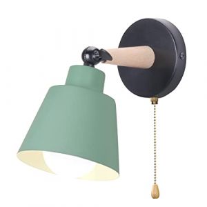 iDEGU Applique Murale Rétro Vintage E27 Luminaire Plafonnier Industriel en Bois et Métal Réglable Lampe Murale Interieur avec Interrupteur Applique Moderne pour Chambre Couloir Cuisine Salon (Vert) (IDEGU, neuf)