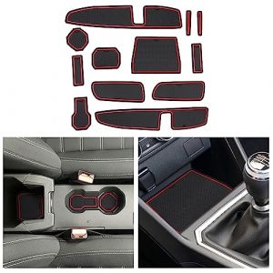 CDEFG Compatible avec Dacia Sandero 3 / Sandero Stepway III 2021-2025, Tapis de Protection Antid&eacute;rapant Coupe Porte Gobelet Caoutchouc Console Centrale Sandero 2025 Accessoire (Rouge) (C D E F G, neuf)