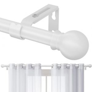 Tringle Rideau, 71-157cm Tringle à Rideaux Extensible Ensemble avec 16 mm de Diamètre - Embout Rond en Acier Inoxydable avec Supports Réglables pour Salon, Cuisine/Blanc Mat (Guizhouhuiranshangmaoyouxiangongsi, neuf)