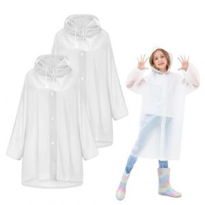 LuLiyLdJ poncho pluie imperméable, cape de pluie femme homme enfant, poncho pluie enfant, poncho de pluie velo randonnée bivouac camping, (Blanc), 2 pièce (LuLyL, neuf)