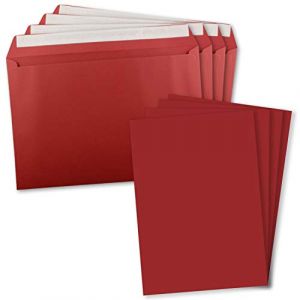 50x Kit de cartes individuelles XXL en DIN A4 (21 x 29,7 cm) avec enveloppes en DIN C4 - rouge foncé - Enveloppe autocollante - pour cartes de vœux, diplômes, bons cadeaux (GUSTAV NEUSER GmbH, neuf)