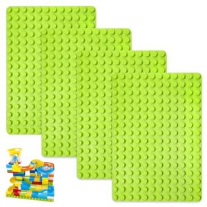 UOCAI Lot de 4 grandes plaques de construction compatibles avec les plaques Duplo 25,5 x 19 cm - Plaque Lego - Plaque de base - Blocs de serrage - Vert - Pour filles et garçons (dixunting, neuf)