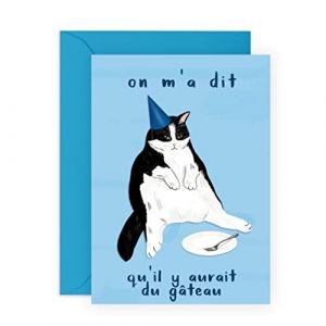 Central 23 Carte d'anniversaire chat pour homme et femme – on m'a dit qu'il y aurait du gateau – Carte pour les propriétaires de chat – Cadeau humoristique pour maman, papa, fille, garçon (Central 23 ✌️, neuf)