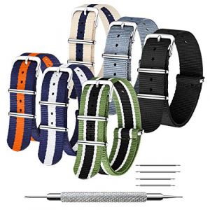 CIVO Strap 6 Packs 18mm 20mm 22mm Bracelets de montre en nylon balistique Bracelets acier inoxydable avec barre à ressort et outil de broche de liaison (CIVO Direct-FR, neuf)