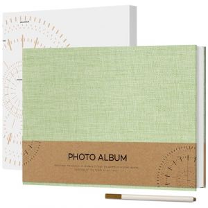 Vienrose Album Photo Adhesif 10x15 Petit Album Photo Vide 60 Pages en Lin Reli&eacute; 21,5x30 cm DIY Album Scrapbooking avec Un Stylo M&eacute;tallique pour Mariage B&eacute;b&eacute; Famille Voyage, Vert (Vienrose EU, neuf)