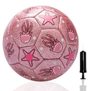 U&C Planet Football pour Enfants Ballon pour Enfant, Ballon de Foot Taille 2, Petit Ballon pour bébé, Ballon de Jardinage, Cadeau pour Enfants garçons Filles 1 2 3 4 5 6 Ans méduse Rose Brillante (U&C Planet, neuf)