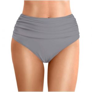 Bas Maillot De Bain Taille Haute pour Femme Bikini Taille Haute Ruched Bikini Slips Couleur Unie Triangle Short de Bain Amincissant Gainant Ventre Plat Bas Bikini de Plage (Minenany, neuf)