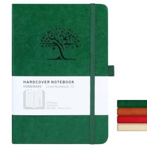 HOMEMARS Carnets et Journaux, Carnet de Notes, Journal, Cahier Lign&eacute;, Cahier A5, Notebook, 200 pages, 100 GSM, Motif Arbre en Gaufrage, Cuir V&eacute;g&eacute;talien,14.5cm*21cm,Vert (Homemars Direct, neuf)