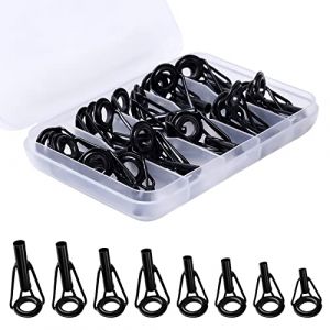 KINBOM Kit Réparation Anneaux Canne à Pêche, 1,8-3,2mm Acier Anneaux de Canne a Peche avec Boîte en Plastique Guide pour Canne a Peche pour Eau Douce Eau Salée Amateurs de Pêche (Noir, 8 Tailles) (Beisong, neuf)