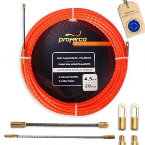 PROFERCA Aiguille Electricien 4.5mm 20 M&egrave;tres | Aiguille Tire Fil &Eacute;lectrique | Tire C&acirc;ble Robuste pour &Eacute;lectriciens | Force de Pouss&eacute;e Maximale | Guide Passe-c&acirc;ble (Fercaprime, neuf)