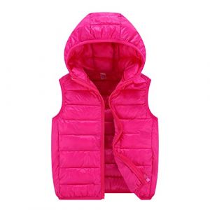 Generic Veste Fille D'hiver 8 Ans Enfant Enfants Bébé Bébé Hommes Filles Sans manches Hiver Solide Manteaux Veste à capuche Gilet Outwear Fille 2 Ans Noël, Rose chaude., 8-10 ans (Guoxlhen, neuf)
