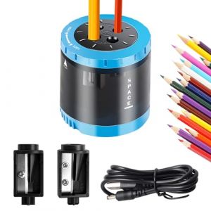 Taille Crayon Electrique Pour Enfants, Taille Crayon Electrique 4 Tailles 6-12 mm, Automatique 4 Trous, Crayons Epais et Fins, Parfait pour Les Enfants Au Bureau Ou &agrave; La Maison Bleu (changxiaoshop, neuf)