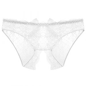 Culotte Dentelle Blanche Sexy Coquine Culotte Femme Dentelle Micro Ficelle Lingerie Pas Cher &Eacute;rotique Sexy String Hot Fendue V&ecirc;tements Short Ficelle (Anglekie, neuf)