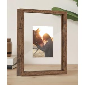 Afuly Cadre photo en verre 13x18 10x15 avec flottant ou 20x25 sans flottant en bois marron double verre, cadre photo de bureau, cadre d'objet mural, cadeaux (Afuly Art EU, neuf)
