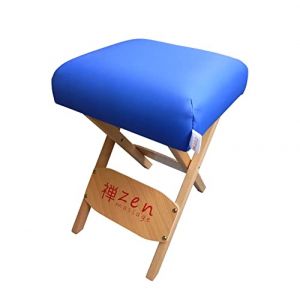 ZEN — Tabouret pliant en bois avec coussin d'assise souple — Tabouret de massage 48 × 33 × 33 cm — Chaise pliante pour table de massage — Accessoires de massage Bleu roi (Massageliegenhaus, neuf)