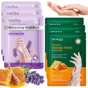 Masque Main,6 Paires Gants Hydratants,Miel Lavande Masques Hydratants pour les Mains,Hydrate Profondément la Peau Endommagée,pour Sèche et Craquelée,Réparent la Peau Rugueuse (Vert) (ZHENGLI LIMITED, neuf)