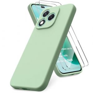Vansdon Coque Compatible avec Honor 400 Lite, 2 Film de Protection en Verre tremp&eacute;, Housse Souple en TPU en Silicone Liquide, Etui en Caoutchouc Antichoc - Vert Matcha (Tiny Tots EU, neuf)