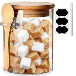 Yalucky Bocaux en Verre Bocal en Verre avec Couvercle Herm&eacute;tique et Cuill&egrave;re,Pot en Verre,Overnight Oats Jar,Bocaux Rangement Cuisine D&eacute;coratifs Pour Caf&eacute;/Th&eacute;/Sucre/&Eacute;pices,Conteneurs de Sel de Bai (Yalucky, neuf)