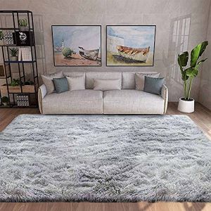 ASIinnsy Tapis Salon Shaggy Poil Long Tapis Chambre Doux Moelleux Moderne Gris Grand Tapis de Salon Chambre d'enfant Tapis Antidérapant Intérieur Tapis De Sol (Gris Blanc, 250 x 300 cm) (Jingtian N-EU, neuf)