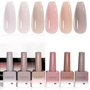 CANNI Vernis &agrave; Ongles Gel Semi Permanent 6 Couleur Lot Vernis &agrave; Ongles UV Gel Nail Polish Couleur p&acirc;te de Transparent Nude Gris Marron Violet f&uuml;r Manik&uuml;re Nageldesign (VENALISA, neuf)
