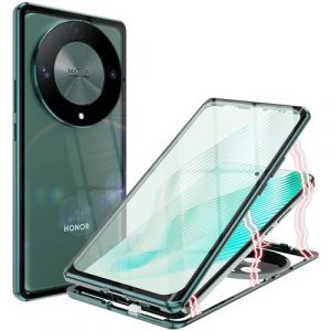 ANFAIRLACE Coque Compatible avec Honor Magic 6 Lite, Adsorption Magn&eacute;tique &Eacute;tui 360 Protection Housse Devant Retour Verre Tremp&eacute; Aluminium Cadre Case, Vert (SONGMENGOCN, neuf)