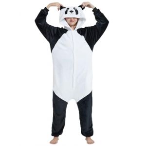 Pyjama Combinaison Femme Kigurumi Peluche Panda Chaude et Confortable Hiver Polaire Pilou Une Pièce Douce avec Capuche Déguisement Adulte Thermique Onesie Noel Famille Cosplay Anime Unisexe(M,Panda-2) (Luojida, neuf)