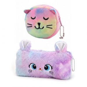 VYNZOR Trousses &agrave; Crayons en Peluche,Trousse &agrave; Crayons Moelleuse Trousse Crayon de Couleur Trousse Scolaire Fille Enfants Enfant Fille, Comprend 1 Petit Porte-Monnaie en Forme de Chat (Shophaomall Store, neuf)