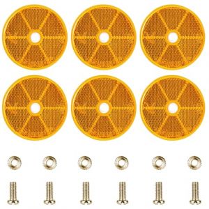 AYBUY Lot de 6 Catadioptre Rond Homologu&eacute; E4, R&eacute;flecteurs de S&eacute;curit&eacute; Circulaires &agrave; Vis, &Oslash;80 mm Catadioptre R&eacute;flecteur pour Poteaux de Barri&egrave;re Caravane Tracteur Camion Remorque, Jaune (withchance, neuf)