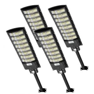 Viugreum 4 Packs 800W R&eacute;verb&egrave;re Solaire Ext&eacute;rieur, Lampe Solaire &agrave; LED avec D&eacute;tecteur de Mouvement et T&eacute;l&eacute;commande, Projecteur Solaire IP65 &eacute;tanche, 6500K Spot Solaire Ext&eacute;rieur Minuterie Pour Jardin (Viugreum-EU, neuf)