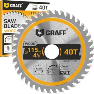 GRAFF Disque Bois Meuleuse 115 – Disque à Tronçonner pour Bois, Contreplaqué, Stratifié, Cloison, Sèche, Plastique – Disque Sculpture Bois avec Alésage de 22,23 mm (UAB Handproftools, neuf)