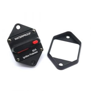 CGEAMDY Disjoncteur De Voiture, Disjoncteur 12V-48V-Porte-Fusible, Disjoncteur &eacute;tanche Avec R&eacute;initialisation Manuelle De Voiture &Eacute;tanche, Pour Moteur Auto Marine Bateau V&eacute;lo St&eacute;r&eacute;o Audio(80A) (CGE Auto, neuf)