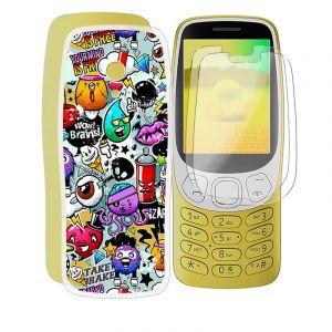 AQGGESH Coque pour Nokia 3210 2024 (2.40") avec 2 Pi&egrave;ces Protecteur D'&eacute;cran, [Anti-Jaune] [Protection Cam&eacute;ra], Etui Housse TPU Mince Souple Silicone Anti-Rayures Antichoc Cover Case - XS40 (GeShengChang, neuf)