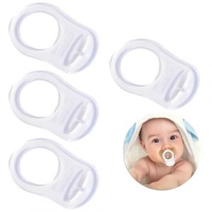 DLPRK 4 pièces Silicone Bouton Anneau, Adaptateur Attache de Sucette pour Sucette, Attache Tetine Mam, Attache Tetine Silicone (Transparent) (YANG  LANCHUN UK STORE, neuf)