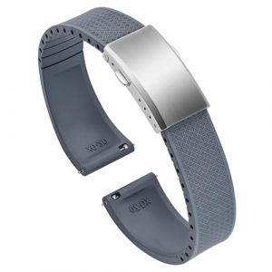 ULLCHRO FKM Bracelet Montre 20mm 22mm Bracelets de Montre FKM Caoutchouc fluor&eacute; &agrave; D&eacute;gagement Rapide Souples et Durables Bracelet de Remplacement pour Homme Femme (19mm, Gris) (Ullchro-EU, neuf)