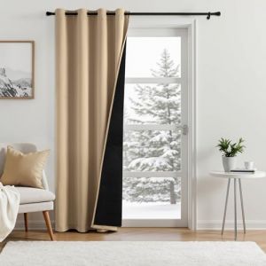 MIULEE Rideau Thermique Isolant Anti Froid et Chaleur avec Doublure, Rideau de Porte Isolant Thermique Lot de 1, Double Rideaux Occultant et Thermique Epais 140x200 CM(Largeur x Hauteur), Beige (MIULEE HOME, neuf)