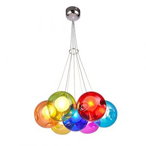 Lampe à Suspension sphérique en Verre de Couleur, Suspension Luminaire en Verre Moderne basée sur des Ampoules G4, Coloré Boule Verre Lustre Pendentif Lampe pour Chambre Salon Couloir Restaurant Café (GaoHX Home Shop, neuf)