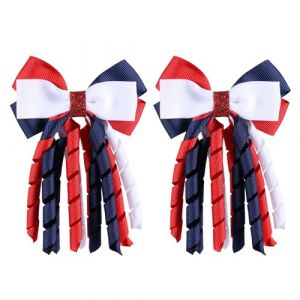 SUPCLIPS Pinces à cheveux avec nœud pour le jour de l'indépendance, 7,6 cm, rouge, blanc, bleu marine, ruban bouclé, pinces à cheveux faites à la main, accessoires de cheveux pour l'école des filles (Fast Media Ships From USA, neuf)